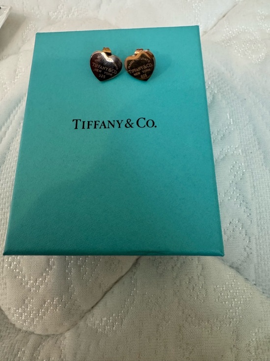 Tiffany & Co. Jewelry - Tiffany & Co. Rose Gold Heart Stud Earrings